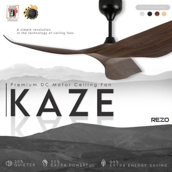 69f82c74dd4b9_1777871989.jpg Rezo Kaze Dark Wood 52” inches Designer DC Motor Remote Control Ceiling Fan