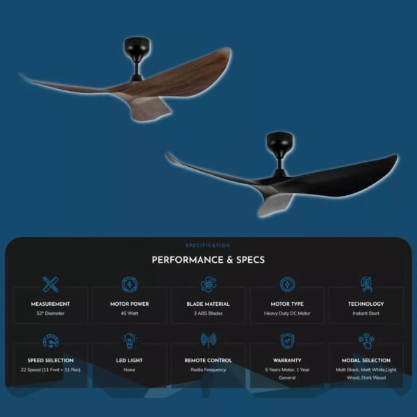 69f82c7543bea_1777871989.jpg Rezo Kaze Dark Wood 52” inches Designer DC Motor Remote Control Ceiling Fan