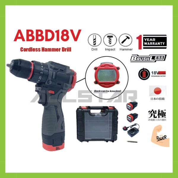18V Cordless Impact Hammer Drill Electric Screwdriver Rechargeable Power Tool – 1 Year Warranty