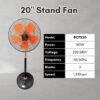 20" Industrial Wall Fan Stand Fan Commercial Fan 5 Blades Strong Wind Kipas Industri