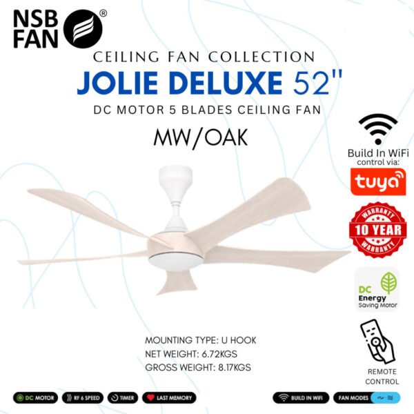 69f82c772adec_1777871991.jpg NSB FAN | JOLIE 52 Inches 5 Blade ABS DC Motor 6 R/F Speeds Remote Control Designer Ceiling Fan
