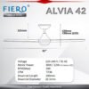 Fiero ALVIA / ALVIA 42" LED 5 Blades DC Motor Ceiling Fan with 24 Speeds Remote Control - Black/White/Pinewood/Walnut