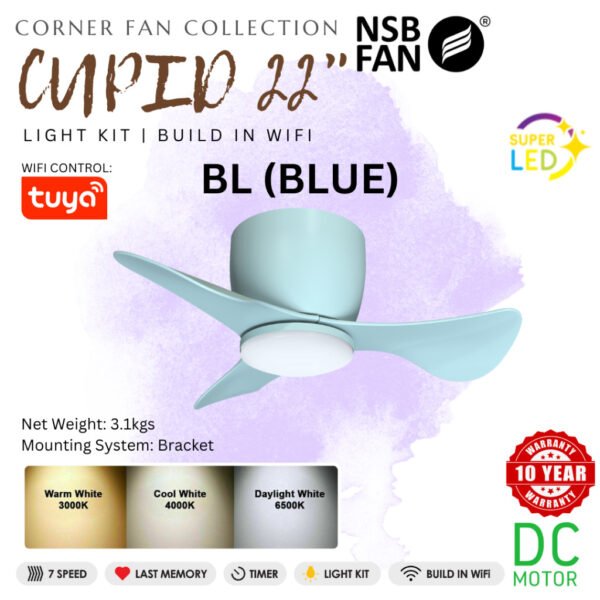 69f82c78a8bc8_1777871992.jpg NSB Cupid 22-Inch Ceiling Fan with LED Light Kit and WiFi Control, 3-Blade DC Motor 6-Speed Remote