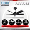 Fiero ALVIA / ALVIA 42" LED 5 Blades DC Motor Ceiling Fan with 24 Speeds Remote Control - Black/White/Pinewood/Walnut