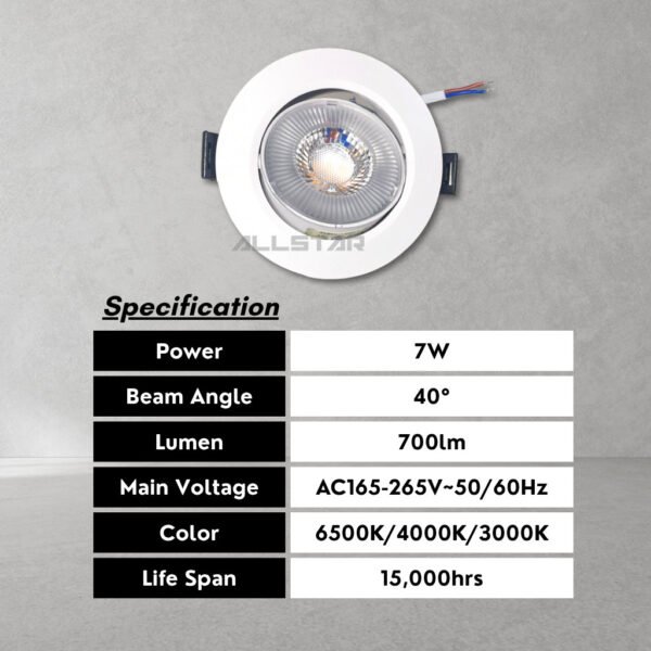 69f82c7b619f8_1777871995.jpg FIGHTER 3W 7W Led Eyeball Recessed Downlight Spotlight Round 3000K 4000K 6500K Ceiling Spot Light Lampu Siling