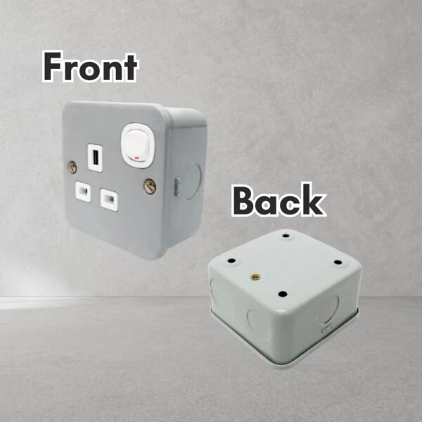 13AMP Metal CLAD SINGLE 1 Gang OR DOUBLE 2 Gang SWITCH SOCKET 3 PIN METAL CLAD