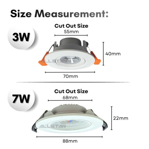 69f82c7c8868b_1777871996.jpg FIGHTER 3W 7W Led Eyeball Recessed Downlight Spotlight Round 3000K 4000K 6500K Ceiling Spot Light Lampu Siling