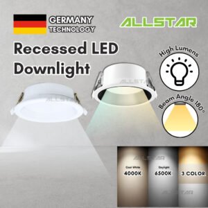 LED Recessed Downlight High Lumens Premium 6" 24W 3.5" 9W Mini 9W Round Light Lampu Siling LED 3 Colour