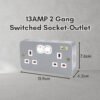 13AMP Metal CLAD SINGLE 1 Gang OR DOUBLE 2 Gang SWITCH SOCKET 3 PIN METAL CLAD