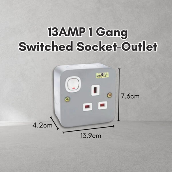 13AMP Metal CLAD SINGLE 1 Gang OR DOUBLE 2 Gang SWITCH SOCKET 3 PIN METAL CLAD