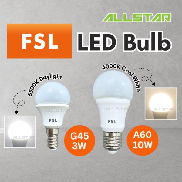 FSL LED Bulb A60 10W E27 4000K G45 3W E14 6500K High Lumen Super Bright Mentol Lamp Bulb