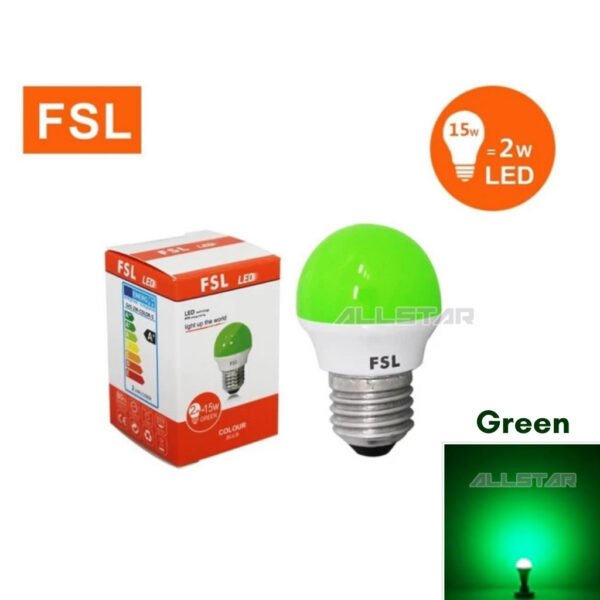 69f82c813fe32_1777872001.jpg FSL Color Bulb 2W G45 E27 LED Ping Pong Color Bulb BLUE / GREEN