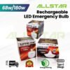 Lite-On LO1801EB LED Rechargeable Emergency Light Bulb CW USB Cable Silver 68W DL-6500K Long Battery Light Outdoor Lamp