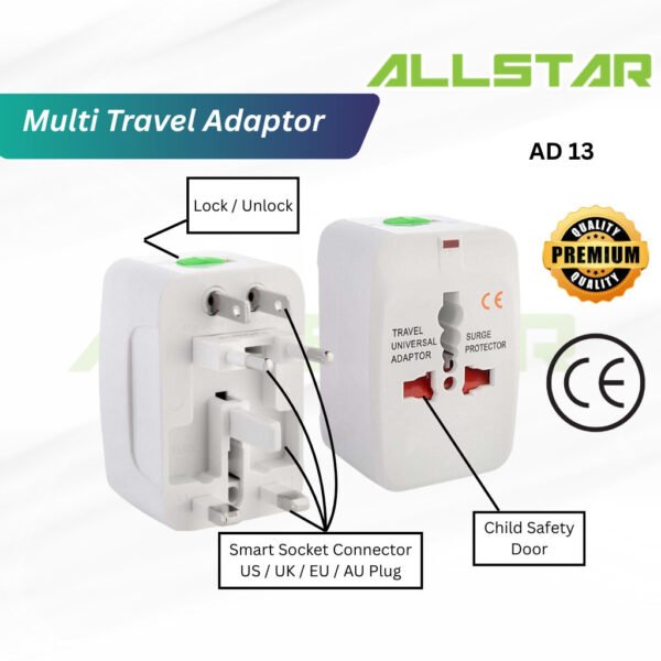 Travel Adapter Universal Adapter Charger With Type-C. Universal Travel Adapter Plug All In One International Worldwide