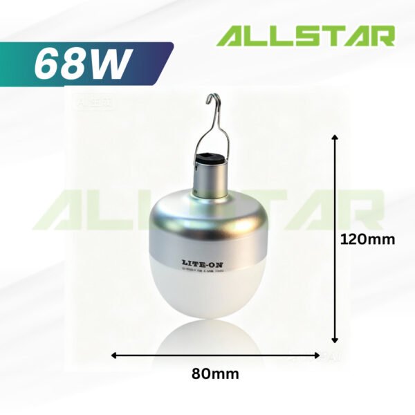 Lite-On LO1801EB LED Rechargeable Emergency Bulb – 68W / 128W / 180W Super Bright DL-6500K + USB Cable
