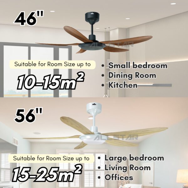 DEKA F5 DC Ceiling Fan 56" Baby Fan 46" 5 Blade DC Motor 20 Speed Remote Control Ceiling Fan LED Kipas Siling