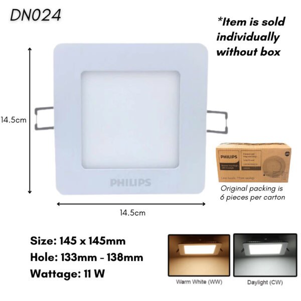 Philips Essential SmartBright 4 inch 6 inch LED Round Square Downlight Marcasite DN024B Meson Daylight Warm White