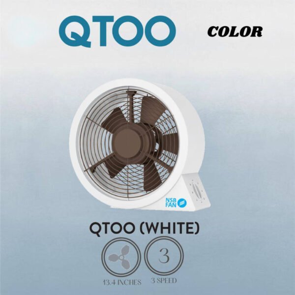 NSB QTOO 12 Inches Table Fan (White Body Brown Blade)