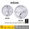 69f82c887eb39_1777872008.jpg Houm DE GE Series Glass Wall Mounted Ventilation Fan GE150 6inch/GE250 8inch/DE180 7inch Bedroom Toilet Exhaust Fan