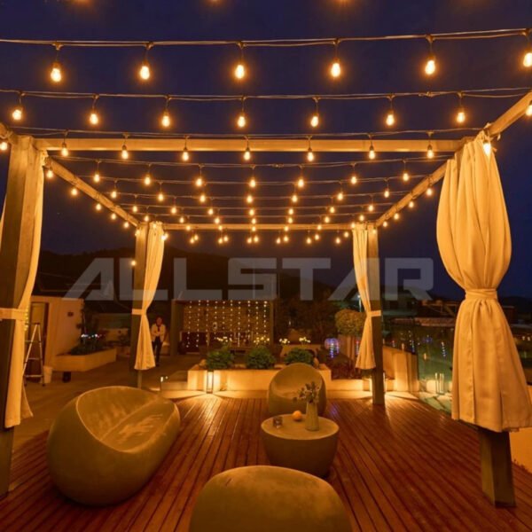 69f82c896f4c2_1777872009.jpg Waterproof 10MTR X10 E27 Lamp Holder Outdoor LED String Light Cafe Garden Weatherproof Hanging Bulb Socket Patio Raya
