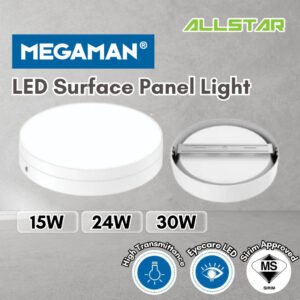 【SIRIM】MEGAMAN LED Surface Downlight 15W 24W 30W Panel Light Mounted Ceiling Down Light Round
