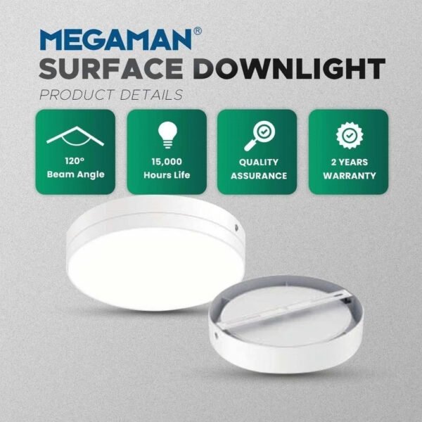 【SIRIM】MEGAMAN LED Surface Downlight 15W 24W 30W Panel Light Mounted Ceiling Down Light Round