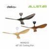 DEKA+ MONZIO 42" 56'' 3 Blades 24 Speed with RemoteControl DC Ceiling Fan Magnesium/White/ Walnut/ Pinewood Kipas Siling