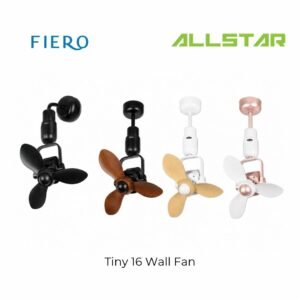 82 Fiero TINY 16" 3 Blades DC Motor Designer Wall Fan with 8 Speeds + RF Remote Control - Black/Walnut/Pinewood/RoseWood