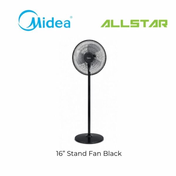 Midea 16'' Stand Fan Black MF-16FS23C-BK / 4 in 1 Multi Function Table Fan or Floor Fan / Adjustable Height / Black