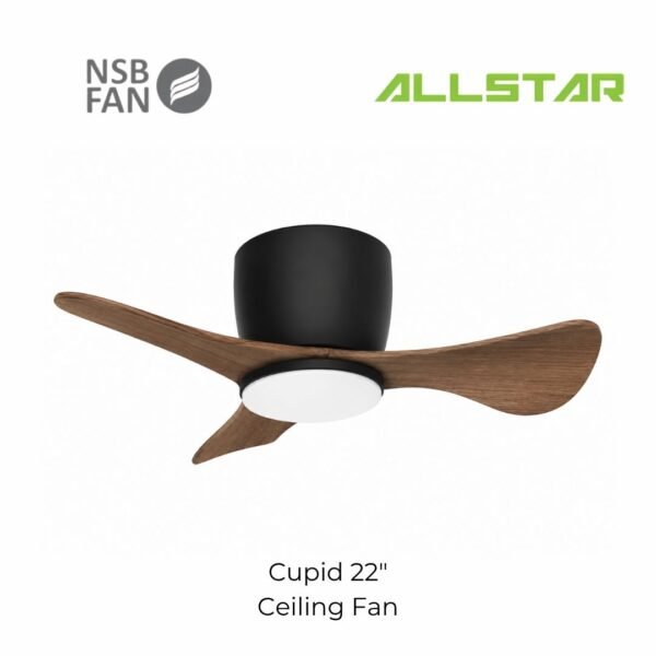 91 NSB Cupid 22-Inch Ceiling Fan with LED Light Kit and WiFi Control, 3-Blade DC Motor 6-Speed Remote