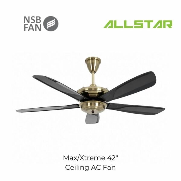 94 NSB MAX/XTREME 42'' Ceiling Fan 5 Blades AB/BK With Remote Control 4 Speed Turbo/ Kipas Siling NSB