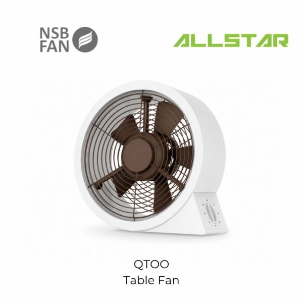 NSB QTOO 12 Inches Table Fan (White Body Brown Blade)